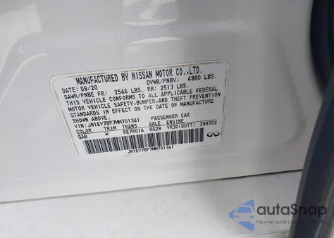 2021 Infiniti Q50 Luxe z USA, uszkodzony, nr VIN JN1EV7BP7MM701341